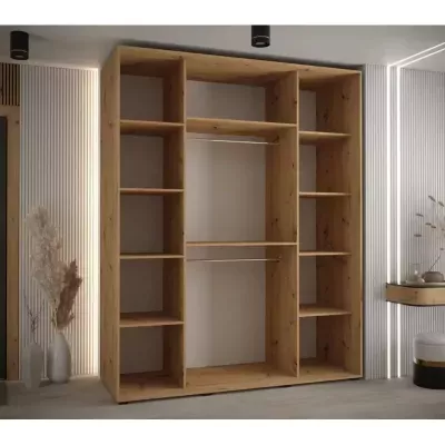 Šatní skříň ASIRI 9 - 200/60 cm, dub artisan / černá