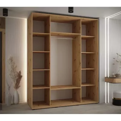 Šatní skříň ASIRI 9 - 200/60 cm, dub artisan / černá