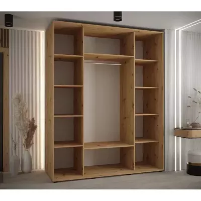 Šatní skříň ASIRI 9 - 200/60 cm, dub artisan / černá