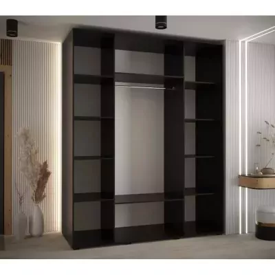 Šatní skříň ASIRI 9 - 200/60 cm, černá / dub artisan / černá