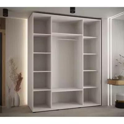 Šatní skříň ASIRI 9 - 200/60 cm, bílá / dub artisan / stříbrná