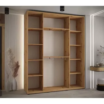 Šatní skříň ASIRI 5 - 190/45 cm, dub artisan / černá / černá