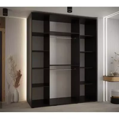Šatní skříň ASIRI 8 - 200/60 cm, černá / dub artisan / černá
