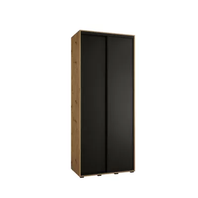 Šatní skříň YVONA 1 - 100/45 cm, dub artisan / černá / černá