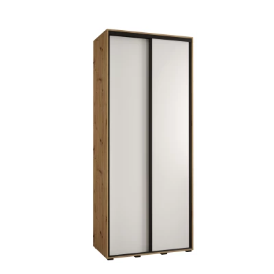Šatní skříň YVONA 1 - 100/45 cm, dub artisan / bílá / černá