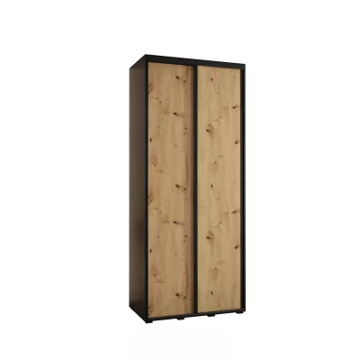 Šatní skříň YVONA 1 - 100/45 cm, černá / dub artisan / černá