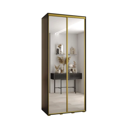Šatní skříň YVONA 2 - 110/45 cm, černá / zlatá