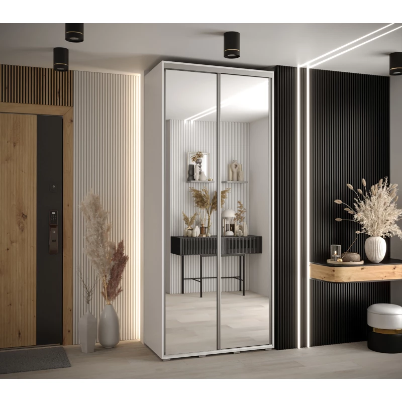 Šatní skříň YVONA 2 - 110/45 cm, bílá / stříbrná