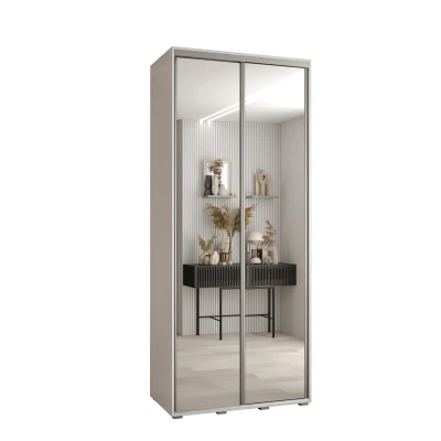 Šatní skříň YVONA 2 - 110/45 cm, bílá / stříbrná