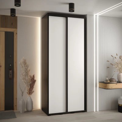 Šatní skříň YVONA 1 - 110/45 cm, černá / bílá / černá