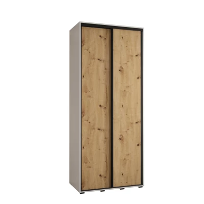 Šatní skříň YVONA 1 - 110/45 cm, bílá / dub artisan / černá