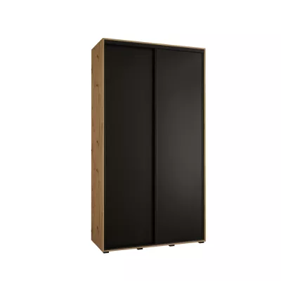 Šatní skříň YVONA 1 - 130/45 cm, dub artisan / černá / černá