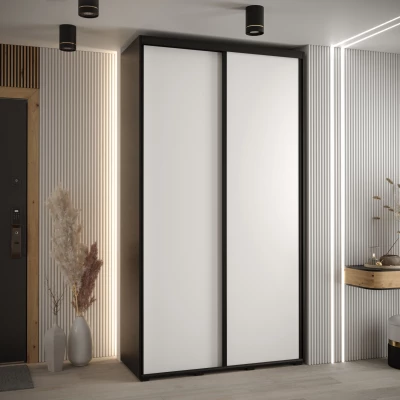 Šatní skříň YVONA 1 - 130/45 cm, černá / bílá / černá