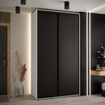 Šatní skříň YVONA 1 - 130/45 cm, bílá / černá / černá