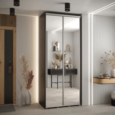 Šatní skříň YVONA 2 - 120/45 cm, černá / stříbrná