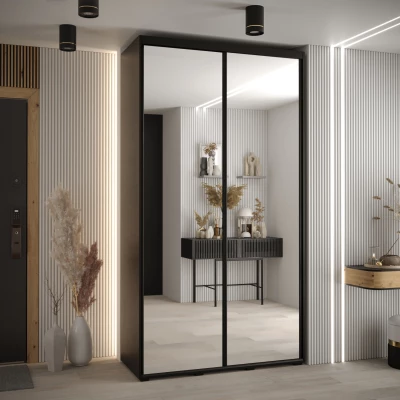 Šatní skříň YVONA 2 - 130/45 cm, černá / černá