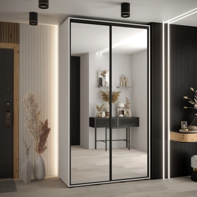 Šatní skříň YVONA 2 - 130/45 cm, bílá / černá