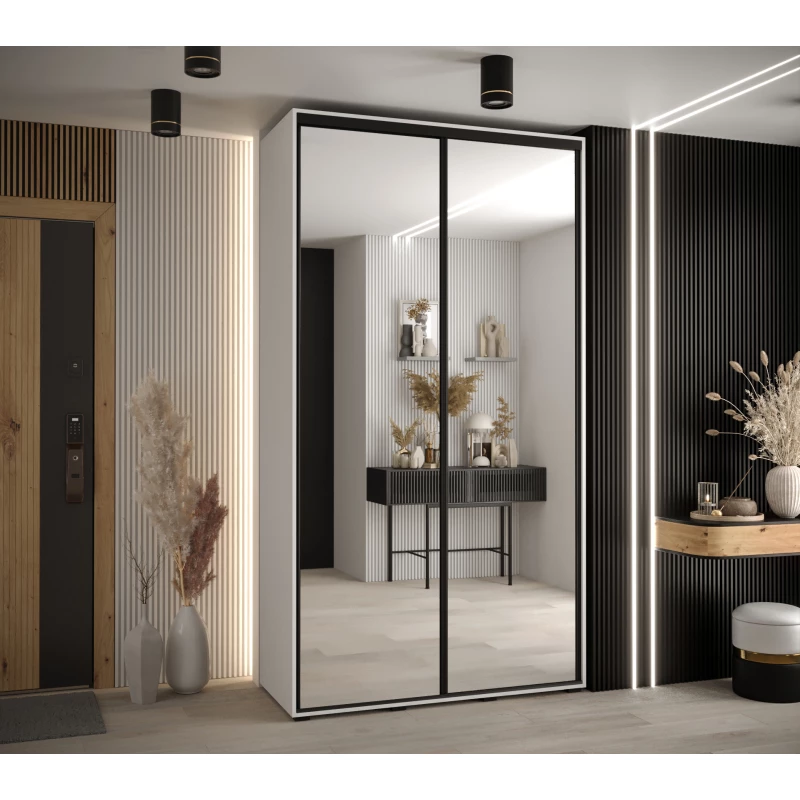 Šatní skříň YVONA 2 - 130/45 cm, bílá / černá