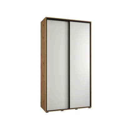 Šatní skříň YVONA 1 - 140/45 cm, dub artisan / bílá / černá