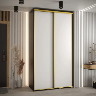 Šatní skříň YVONA 1 - 140/45 cm, černá / bílá / zlatá