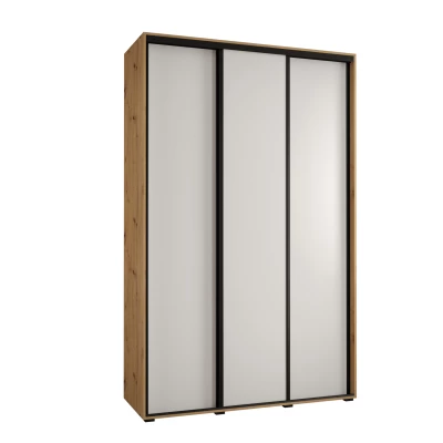 Šatní skříň YVONA 1 - 150/45 cm, dub artisan / bílá / černá