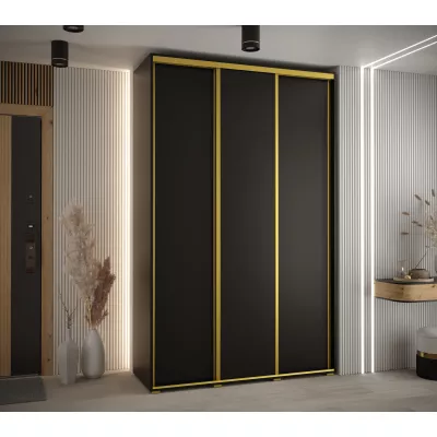 Šatní skříň YVONA 1 - 150/45 cm, černá / zlatá