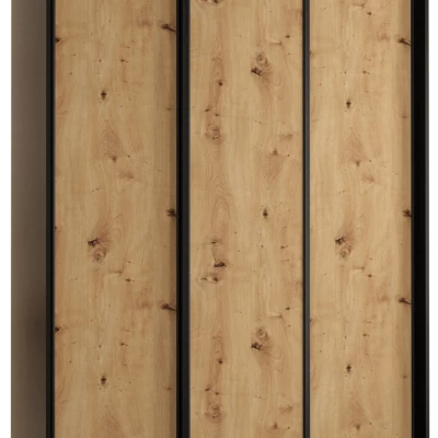Šatní skříň YVONA 1 - 150/45 cm, černá / dub artisan / černá