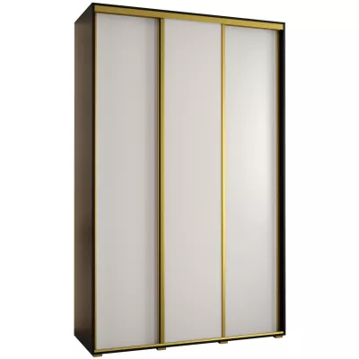 Šatní skříň YVONA 1 - 150/45 cm, černá / bílá / zlatá