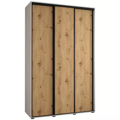 Šatní skříň YVONA 1 - 150/45 cm, bílá / dub artisan / černá