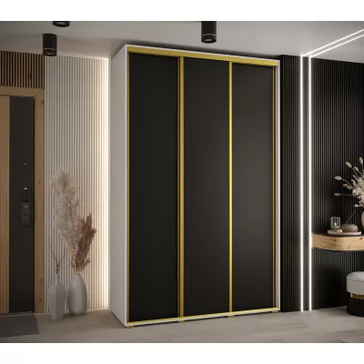 Šatní skříň YVONA 1 - 160/45 cm, bílá / černá / zlatá