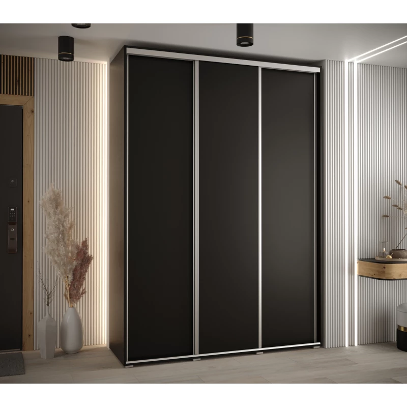 Šatní skříň YVONA 1 - 170/45 cm, černá / stříbrná