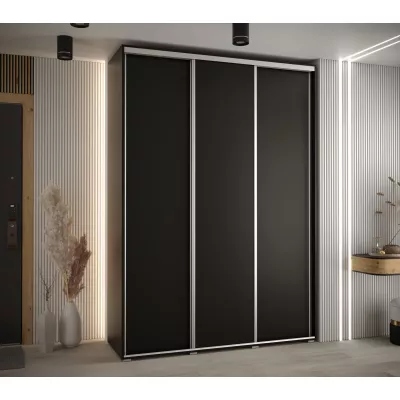 Šatní skříň YVONA 1 - 170/45 cm, černá / stříbrná