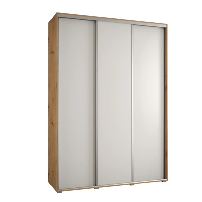 Šatní skříň YVONA 1 - 180/45 cm, dub artisan / bílá / stříbrná