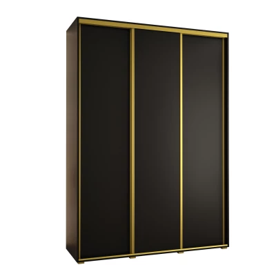 Šatní skříň YVONA 1 - 180/45 cm, černá / zlatá