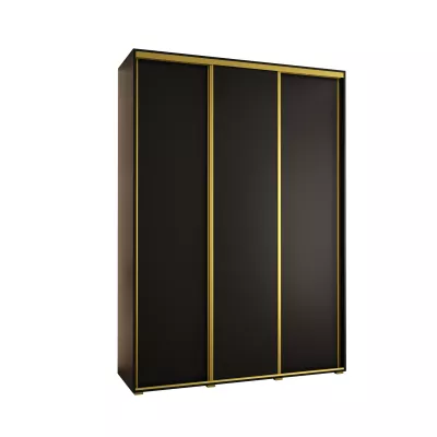 Šatní skříň YVONA 1 - 180/45 cm, černá / zlatá