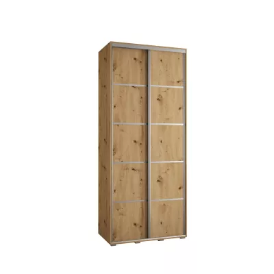 Šatní skříň YVONA 4 - 100/45 cm, dub artisan / stříbrná