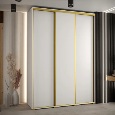Šatní skříň YVONA 1 - 180/45 cm, bílá / zlatá