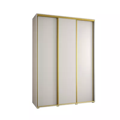 Šatní skříň YVONA 1 - 180/45 cm, bílá / zlatá