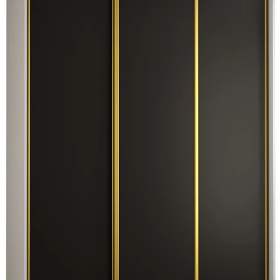 Šatní skříň YVONA 1 - 180/45 cm, bílá / černá / zlatá