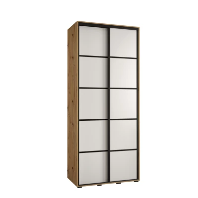 Šatní skříň YVONA 4 - 100/45 cm, dub artisan / bílá / černá