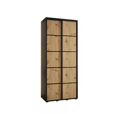 Šatní skříň YVONA 4 - 100/45 cm, černá / dub artisan / černá