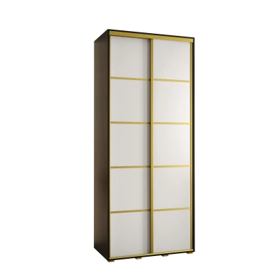 Šatní skříň YVONA 4 - 100/45 cm, černá / bílá / zlatá