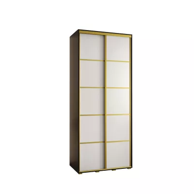 Šatní skříň YVONA 4 - 100/45 cm, černá / bílá / zlatá