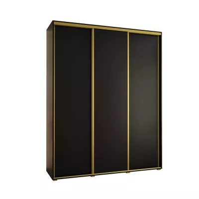 Šatní skříň YVONA 1 - 190/45 cm, černá / zlatá
