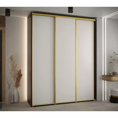 Šatní skříň YVONA 1 - 190/45 cm, černá / bílá / zlatá