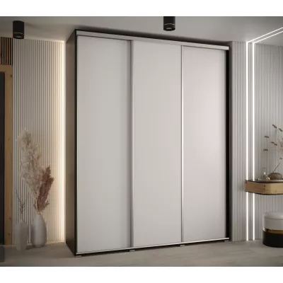 Šatní skříň YVONA 1 - 190/45 cm, černá / bílá / stříbrná