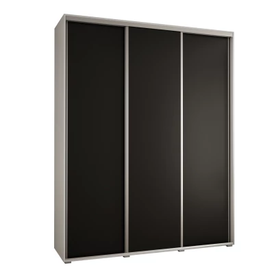 Šatní skříň YVONA 1 - 190/45 cm, bílá / černá / stříbrná