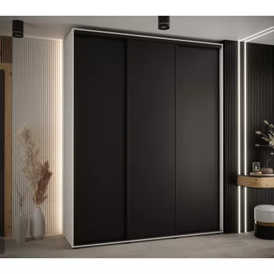 Šatní skříň YVONA 1 - 190/45 cm, bílá / černá / černá