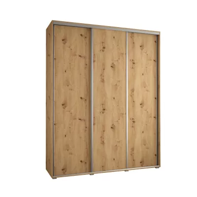 Šatní skříň YVONA 1 - 200/45 cm, dub artisan / stříbrná