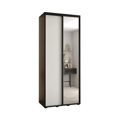 Šatní skříň YVONA 3 - 100/45 cm, černá / bílá / černá